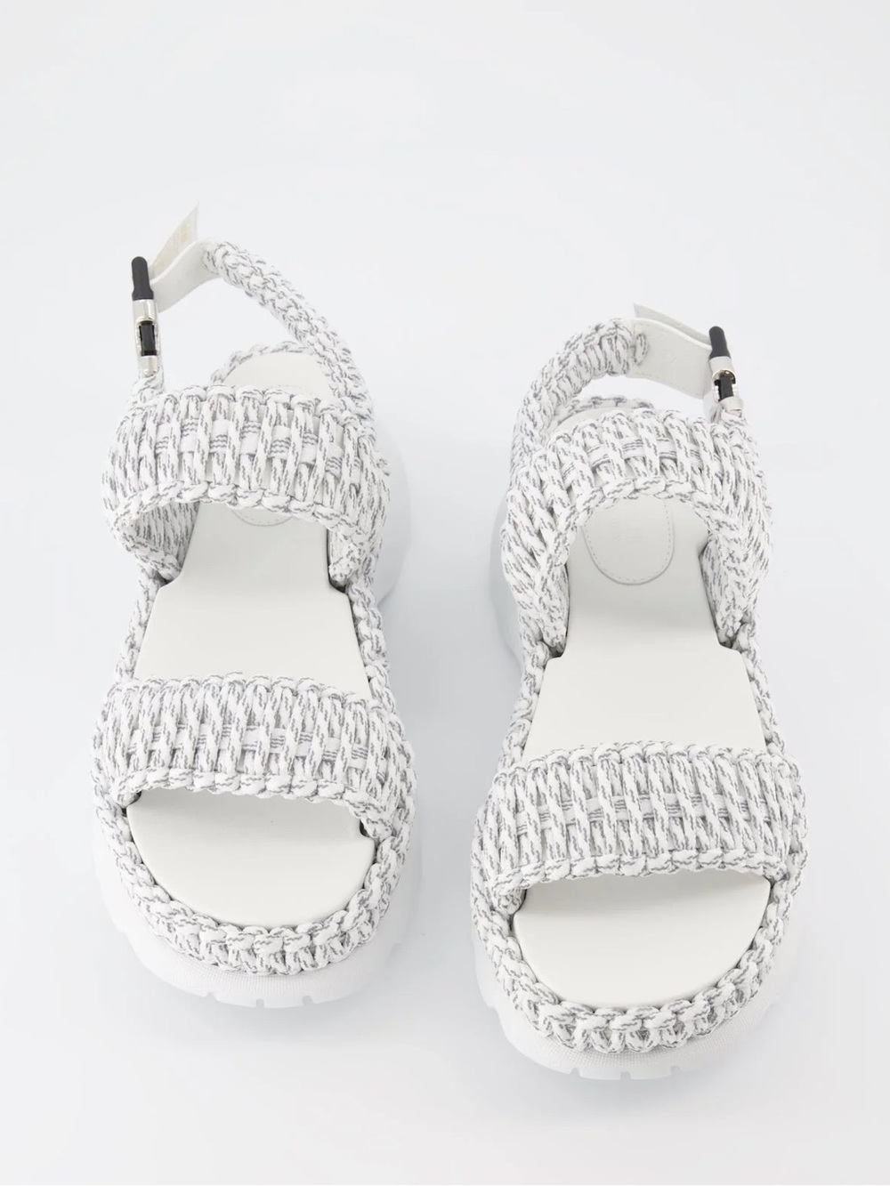 Moncler Belay White Gray Braided Platform Sandals